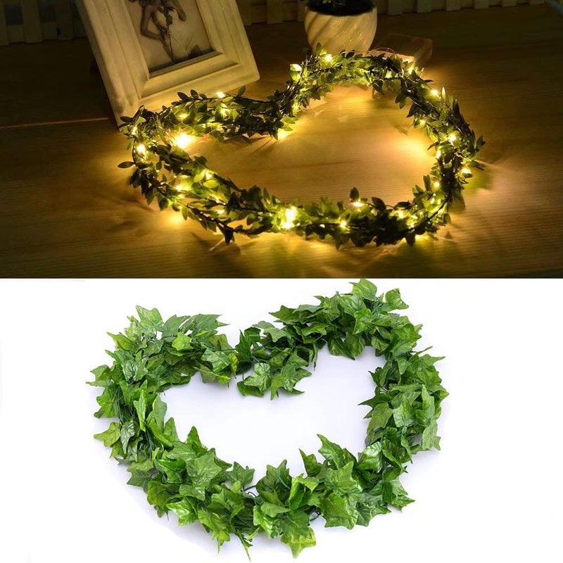 Comtelek 168 FT Artificial Ivy Garlands with 400 LED /132FT String Light Fake Vines for Bedroom Decor Ivy Leaves Greenery Faux Hanging Plants Green Flowers Decor for Home Kitchen Garden Office Wedding Wall - Image 3